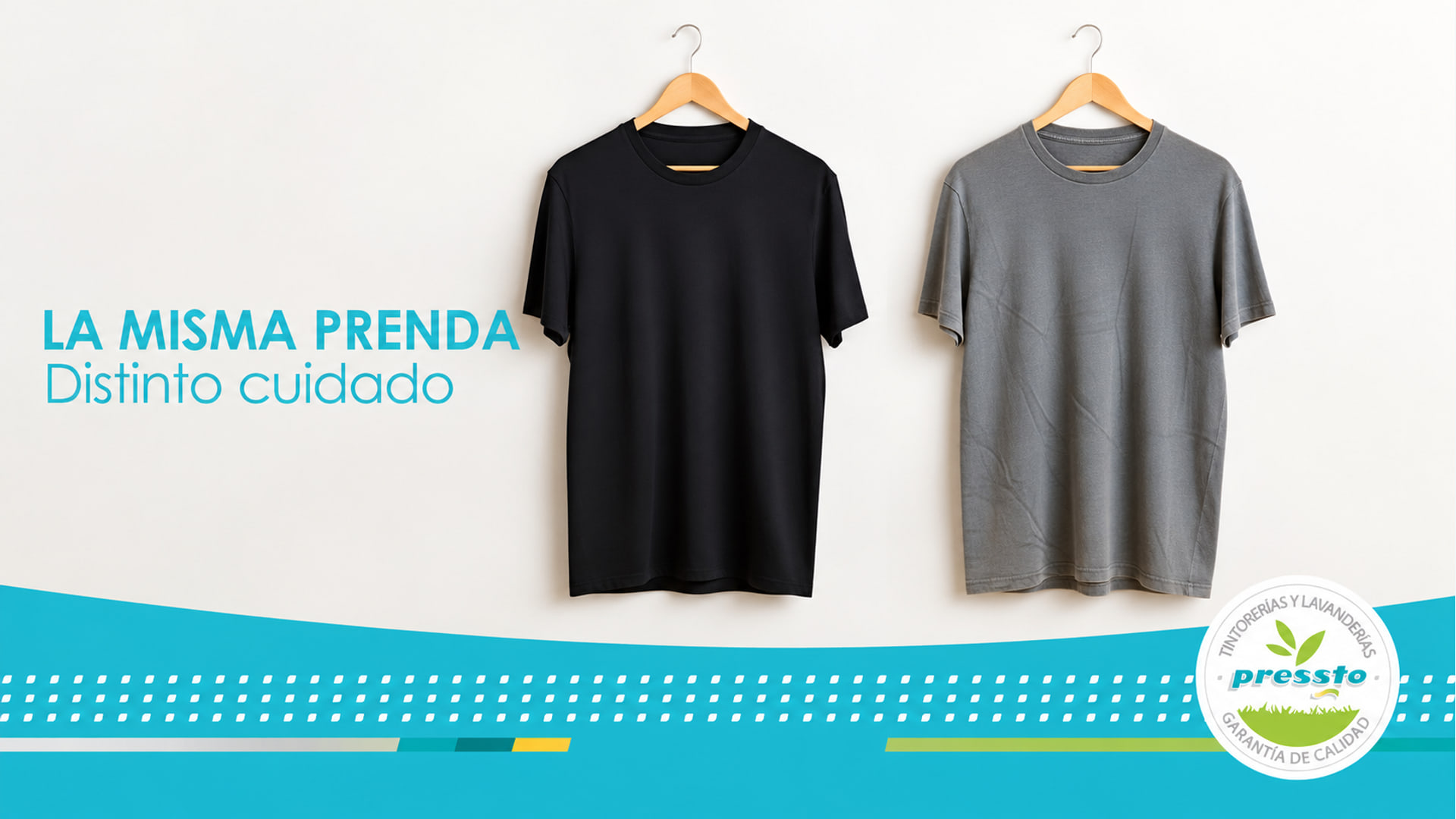 La misma prenda, distinto cuidado: camisetas negra y gris